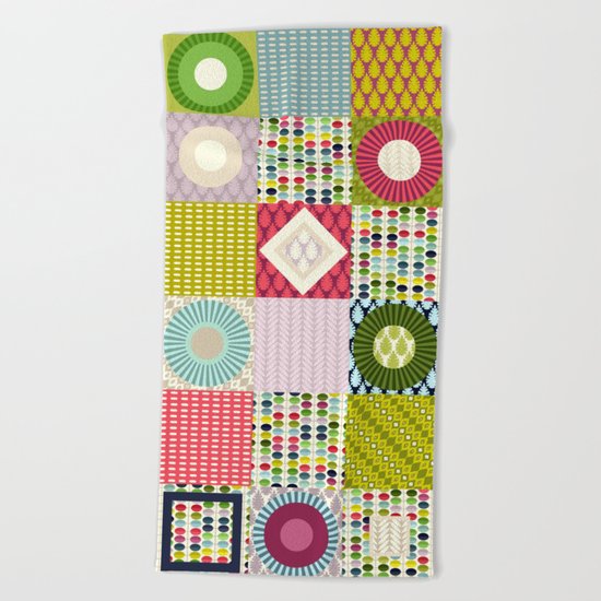 leaf squares Beach Towel