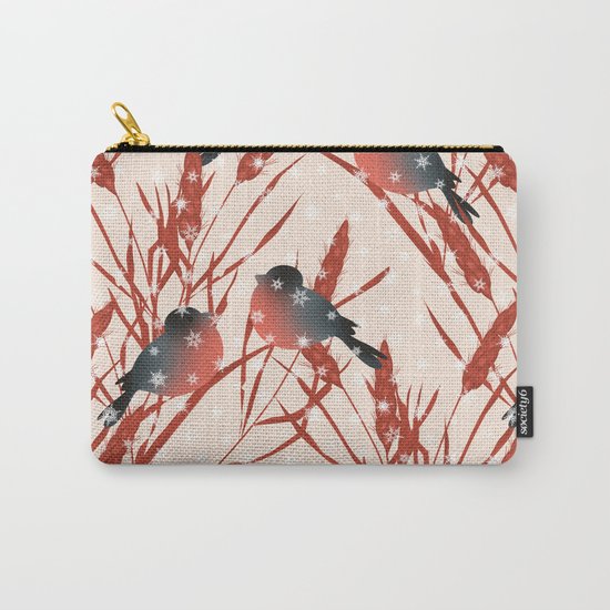 Winter pattern with bullfinches. Carry-All Pouch