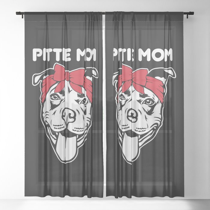Pittie Mom Pitbull Dog Lover Sheer Curtain