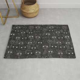 Moody and dark pattern with hand-drawn cats. Area & Throw Rug