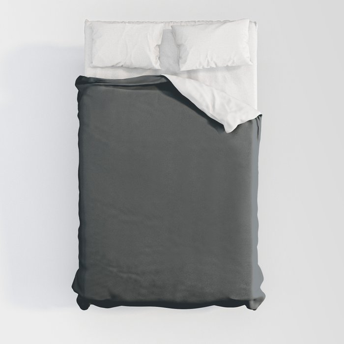 Edgy Dark Blue Gray Solid Color Accent Shade / Hue Matches Sherwin Williams Mount Etna SW 7625 Duvet Cover