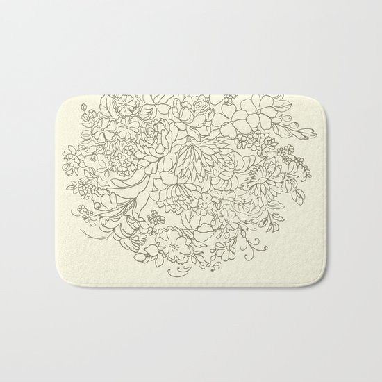 flowers and leaves on a yellow background Bath Mat