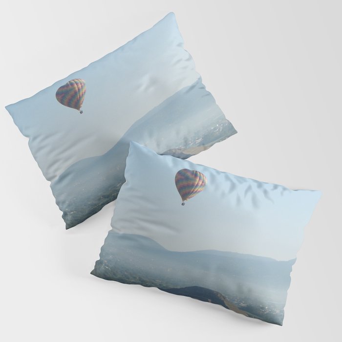 Mexico Photography - Hot Air Balloon Flying Over Beautiful Nature Pillow Sham