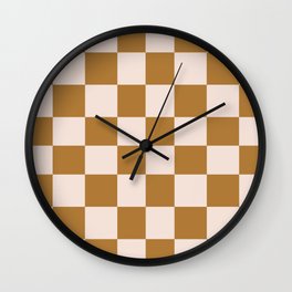 Creme and Brown Earthy Tone Checkered Tartan Wall Clock