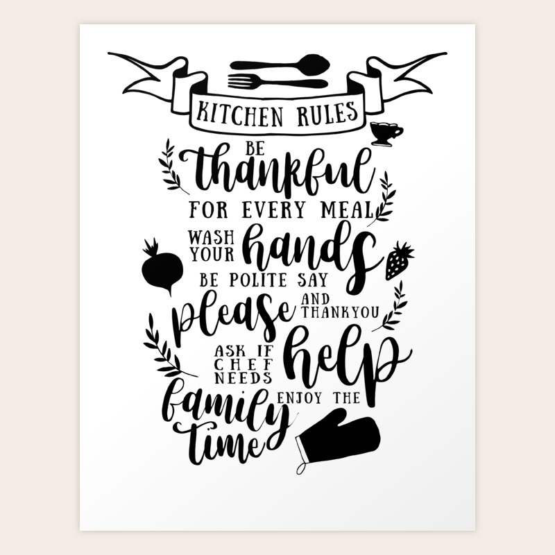 Kitchen Rules Art Print By Thedailyquotes Society6