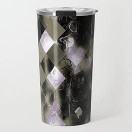 geometric pixel square pattern abstract background in purple black and white Travel Mug