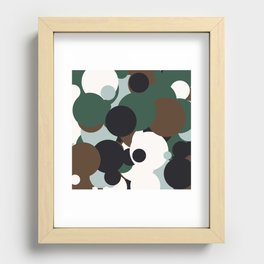 Black, dark olive green, dark slate gray, silver, snow dots Recessed Framed Print