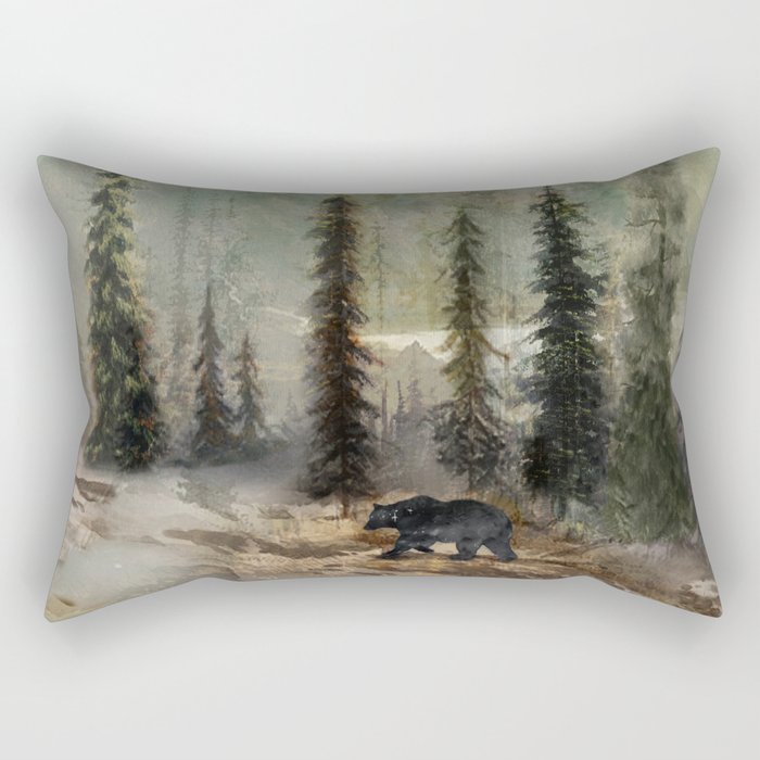 Mountain Black Bear Rectangular Pillow