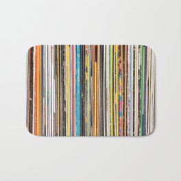 Vintage Used Vinyl Rock Record Collection Abstract Stripes Bath Mat | Photo, Pattern, Vintage, Color, Lp, Used, Collector, Colorful, Stripes, Collection 