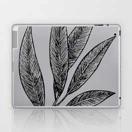Elegant Leaves Nature Black + Gray Grey Laptop Skin
