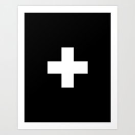 Swiss Cross Black and White Scandinavian Design for minimalism home room wall decor art apartment Art Print