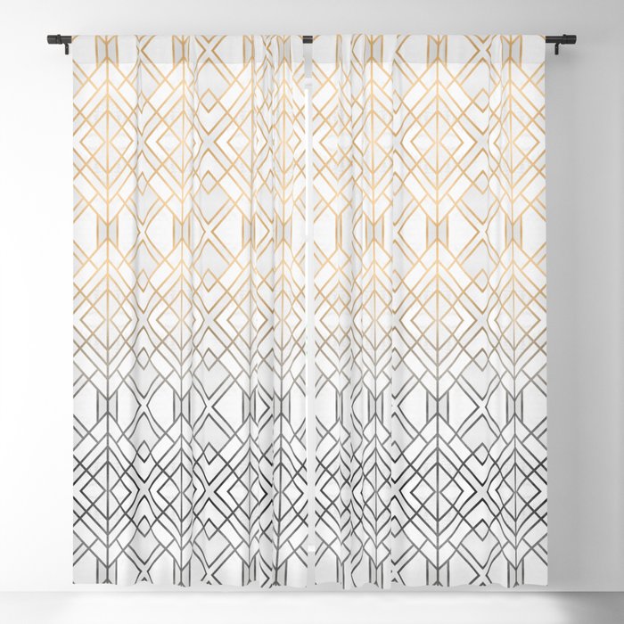 Gold And Grey Geo Blackout Curtain by Elisabeth Fredriksson | Society6