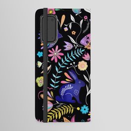 Folk Art Florals black in colors Android Wallet Case