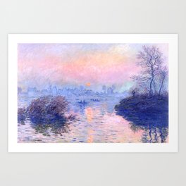 Claude Monet "Sunset on the Seine at Lavacourt. Winter Effect" Art Print