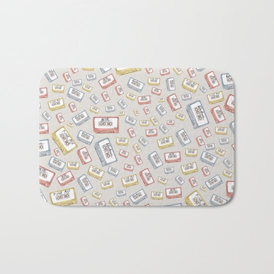 Primary Mixtapes on Neutral Grey Bath Mat