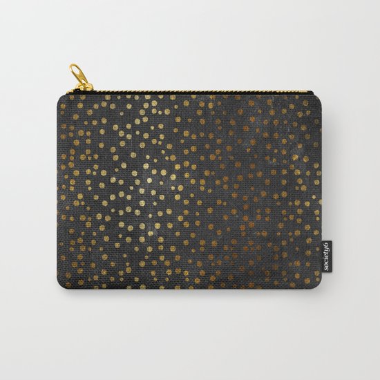 Gold polkadots dots on black backround-Elegant and Luxury Design Carry-All Pouch