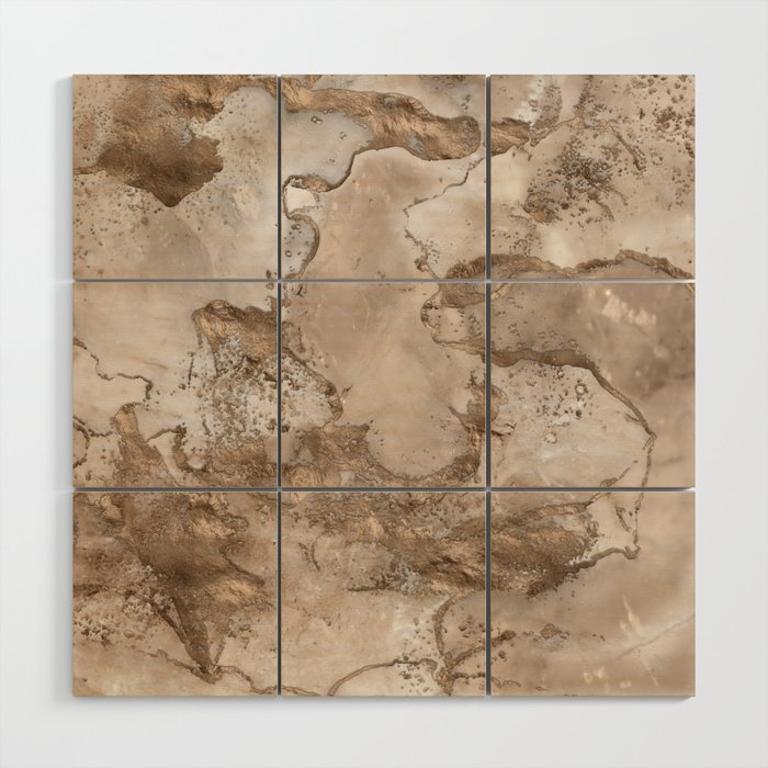 Taupe marble and gold abstract Wood Wall Art