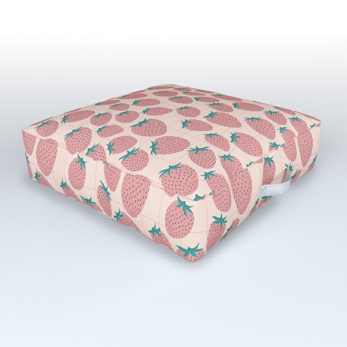 Pink strawberries Outdoor Floor Cushion