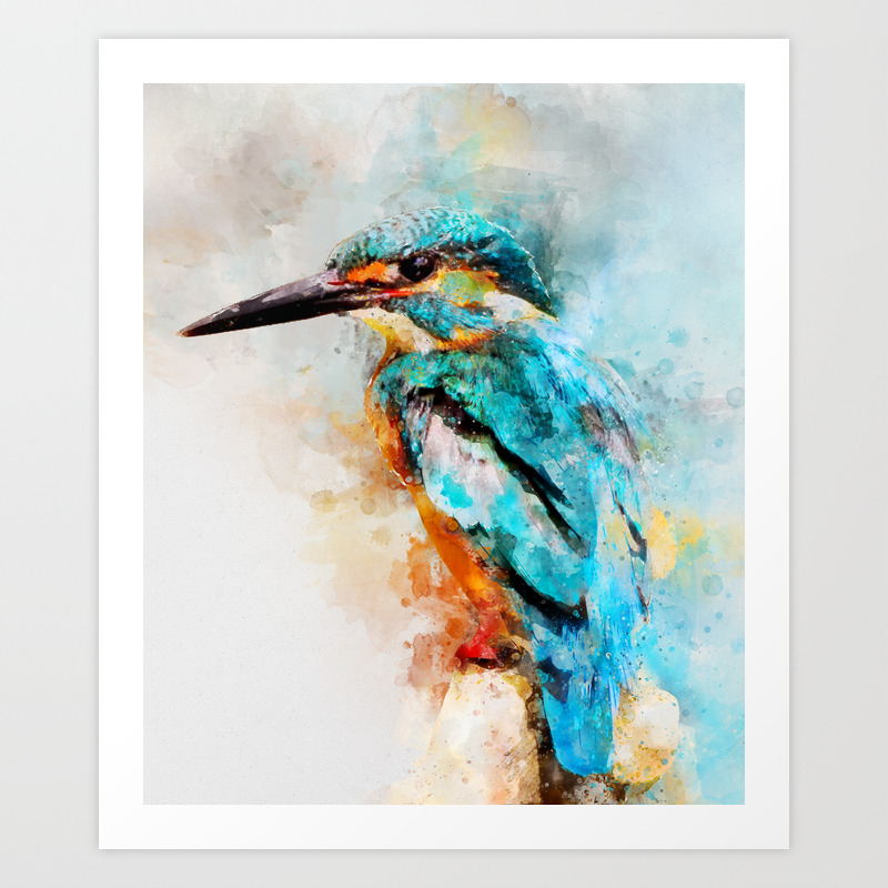 bird artwork bird wall art Kingfisher watercolor print watercolor bird decor bird art collector bird print kingfisher art print