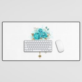 Turquoise Roses with Keys Desk Mat
