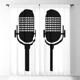 Retro Microphone In White Line Drawing Blackout Curtain