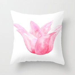 Letting Go - Beautiful Pink Tulip Watercolor Throw Pillow