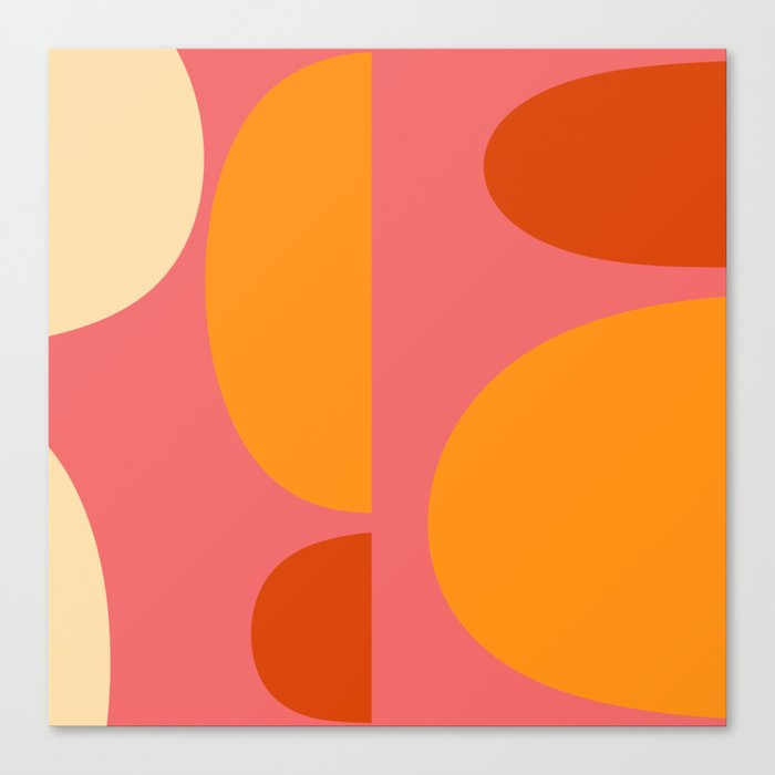 Abstract mid century warm shape design 2 Canvas Print