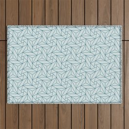 Dark Teal Abstract Triangle Geometric Mosaic Shape Pattern on Pale Blue Inspired by Sherwin Williams 2020 Trending Color Oceanside SW6496 Outdoor Rug