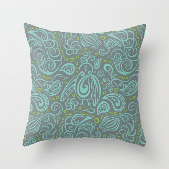 Festooned Feathered Friends Throw Pillow