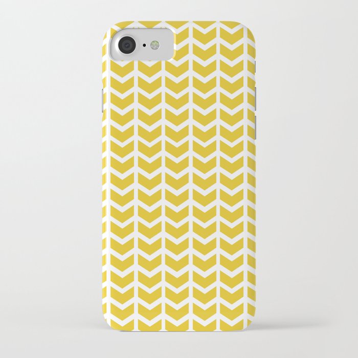 mustard chevron iPhone Case