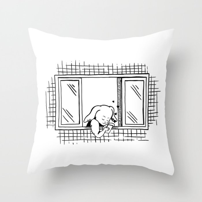 web-dating rabbit Throw Pillow