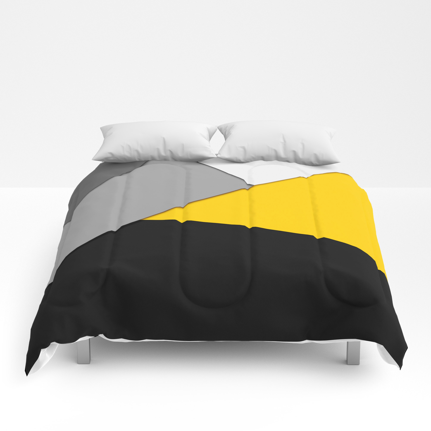 Simple Modern Gray Yellow And Black Geometric Comforters By