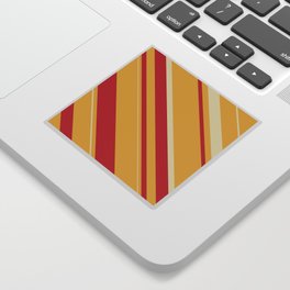 Diagonal red lines on ocre background Sticker