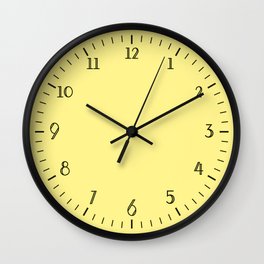 Simple Light Yellow Wall Clock With Black Numbers Wall Clock