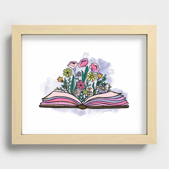 Pretty Floral Book Girly Pink Recessed Framed Print