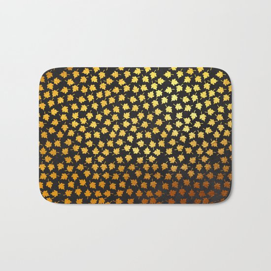 AUTUMN - small gold leaves on chalkboard background Bath Mat