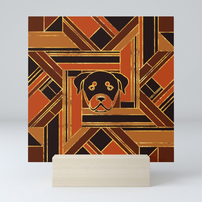 Art Deco Rottweiler dog Mini Art Print