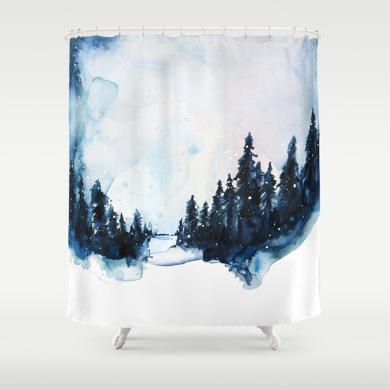 Winter Watercolor Shower Curtain