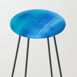 Abstract Ocean Sky | Blue Watercolor Stripe Pattern Counter Stool