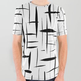 Criss Cross - Black and White All Over Graphic Tee