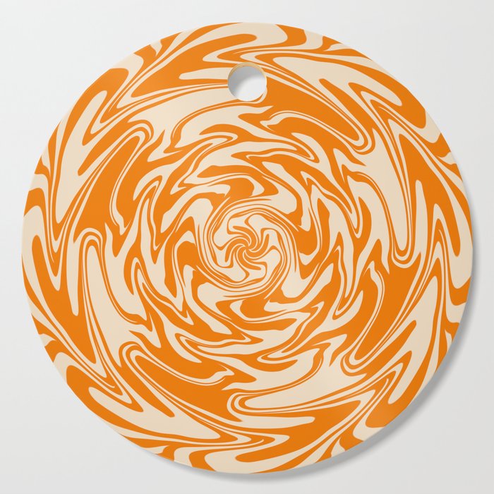 70s Retro Abstract Orange spiral Cutting Board