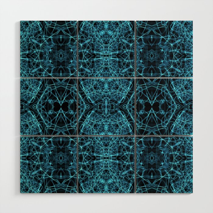 Liquid Light Series 31 ~ Blue Abstract Fractal Pattern Wood Wall Art