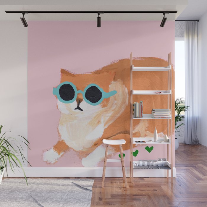 sunglass cat Wall Mural