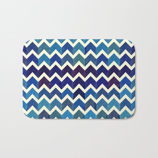 Watercolor Chevron Pattern III Bath Mat