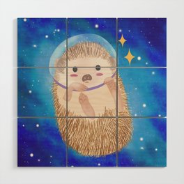 Cosmic Galaxy Hedgehog in Space Wild Animal with Stars Digital Illustration Art Wood Wall Art