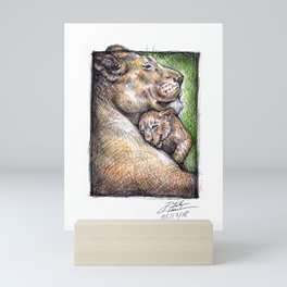 Lioness and Cub Mini Art Print