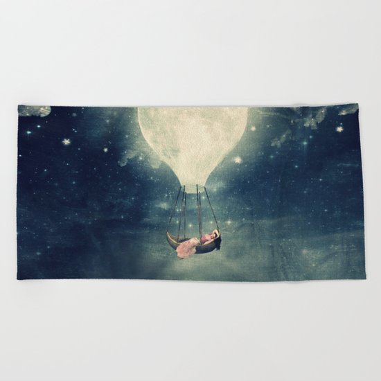 Moon Reverie over Paris Beach Towel