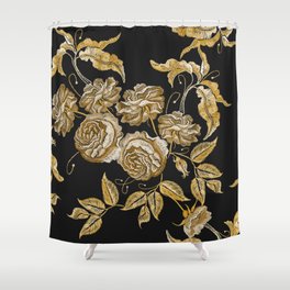 Golden roses embroidery seamless pattern Shower Curtain