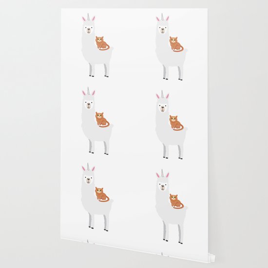 Cat Riding Llamacorn Funny Llama Unicorn Wallpaper By Bubltees
