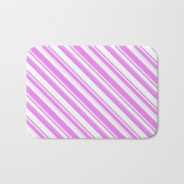[ Thumbnail: Violet & Mint Cream Colored Striped/Lined Pattern Bath Mat ]